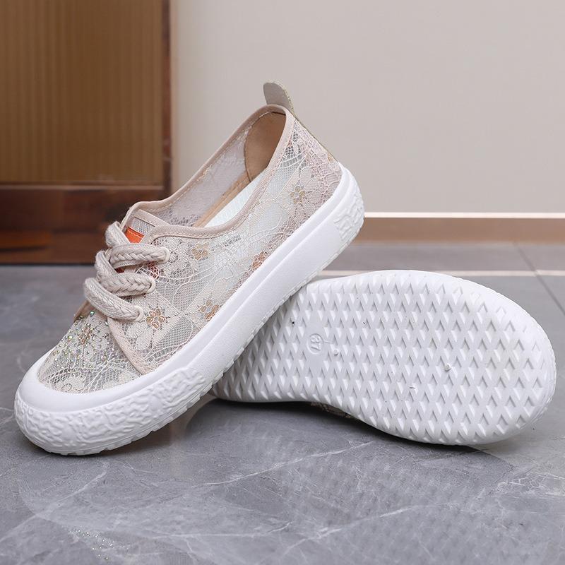 Thick-soled summer versatile casual fisherman shoes lace lace-up mesh breathable student shoes soft-soled one-pedal mother shoes