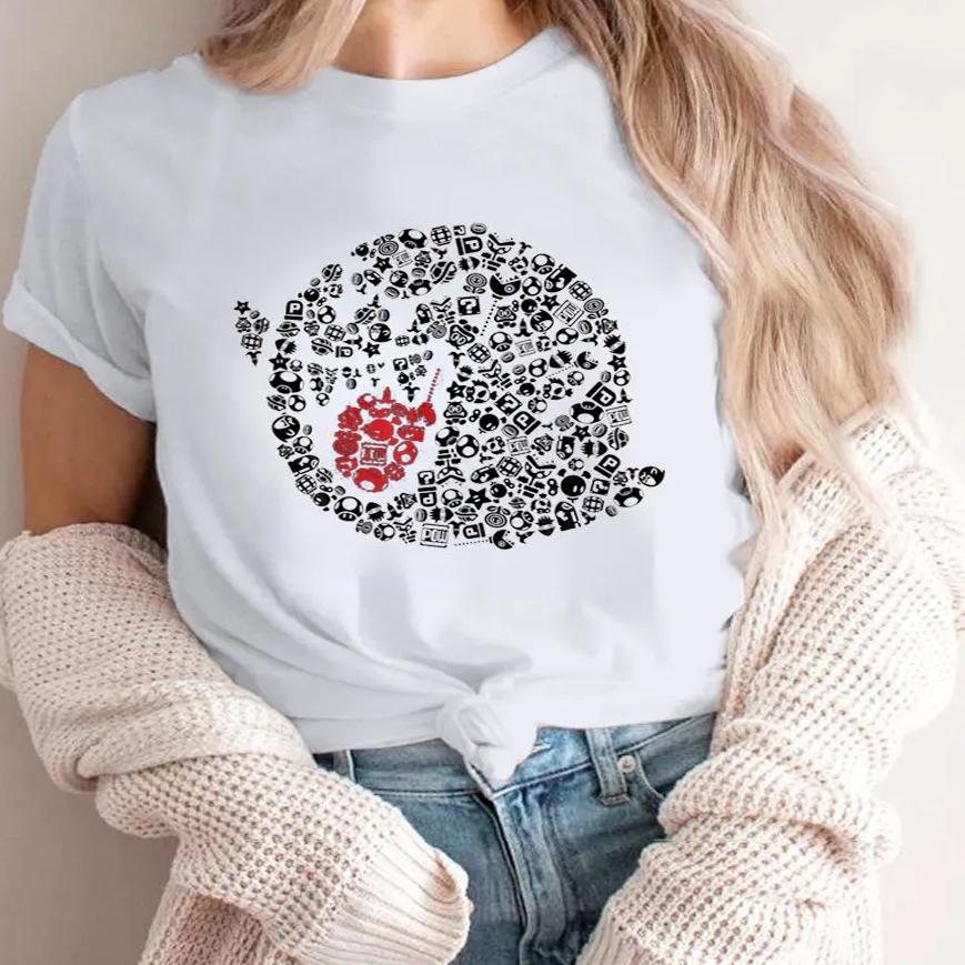 Funny Boo Portrait Graphic 100% Cotton T-Shirt Summer O-Neck Short Sleeve Men Women Casual T Shirts Tops Black White Couple Tees