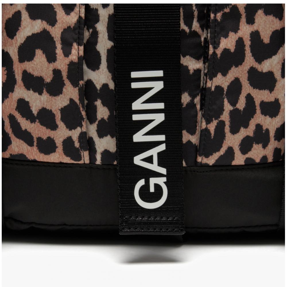 Ganni A4757 943 Leopard Print Tech Backpack