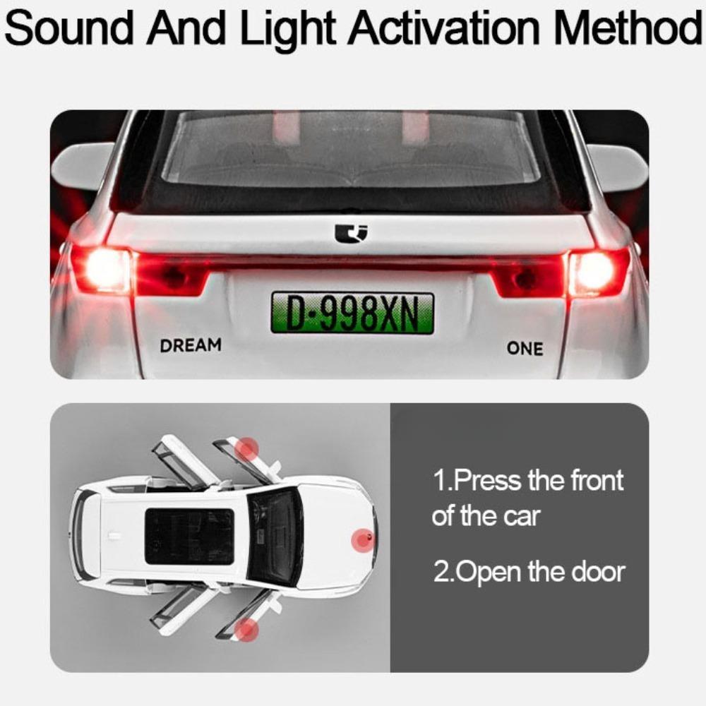 1/32 Přední ideální ONE EV slitina odlévaná z tlakového odlitku auta Model hračka Simulace vozidla Zatahovací zvuk Světelná kolekce Hračka pro děti Dárky