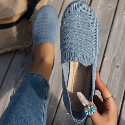Sapatos de malha elástica sem cadarço para mulheres, mocassins macios respiráveis de verão, sapatos casuais leves para mulheres, mocassins para mães