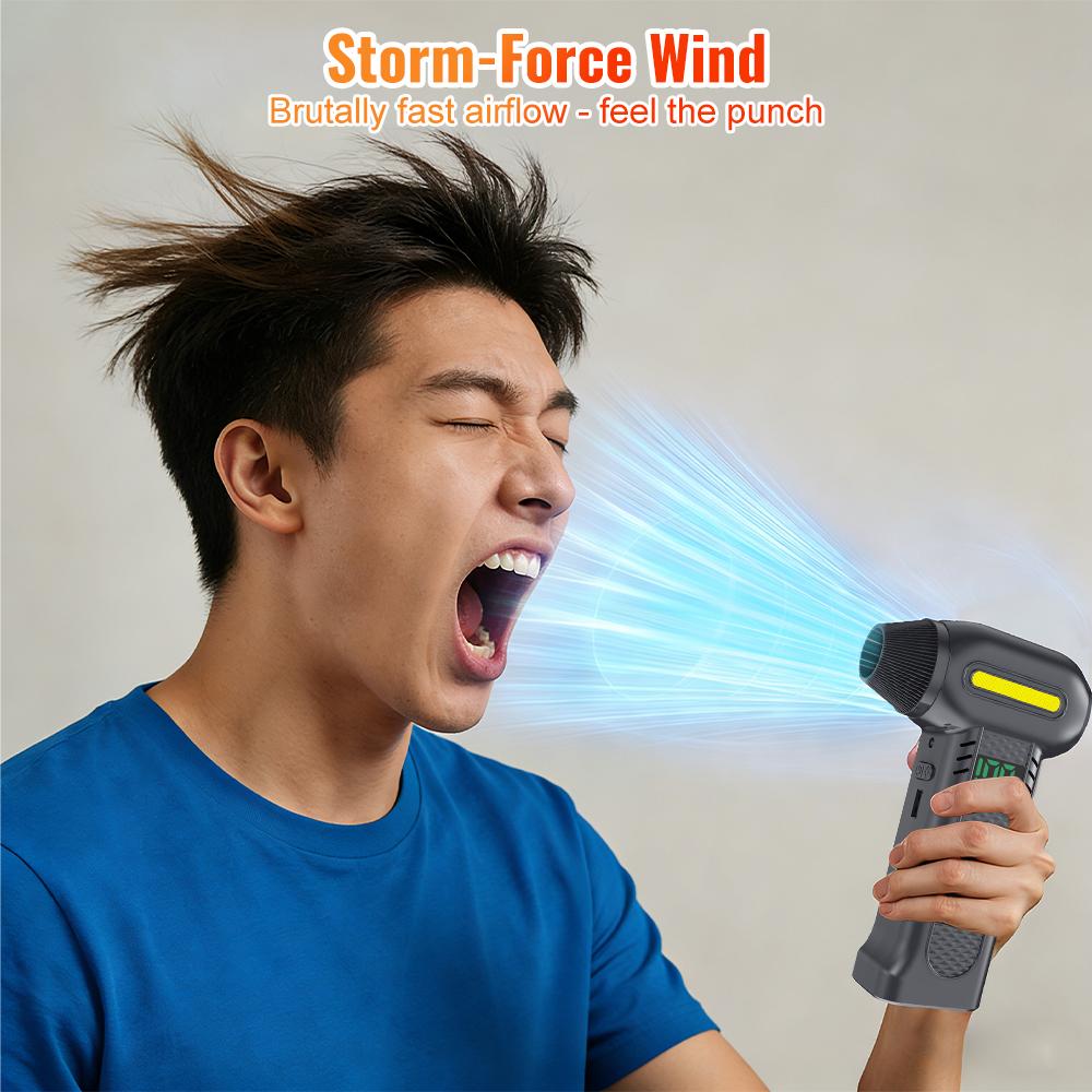 Turbo Blower Type-C Charging 5 Gears Adjustable Car Snow Removal Jet Fan Electric Air Duster Strong Blowing Cordless Multi Outlet Nozzles 200000RPM