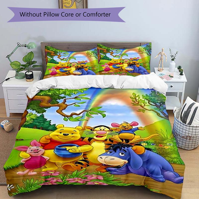 Winnie Pooh Friends Print 3Pcs Bedding Setduvet Cover With 2 Bedropillowcase Home Birthday Gift