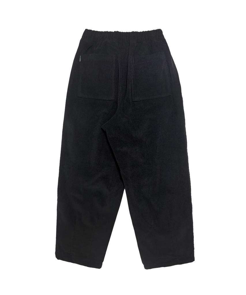 GOSTREET Semi-Wide Double-Fleece Corduroy Curved Elastic Pants Black