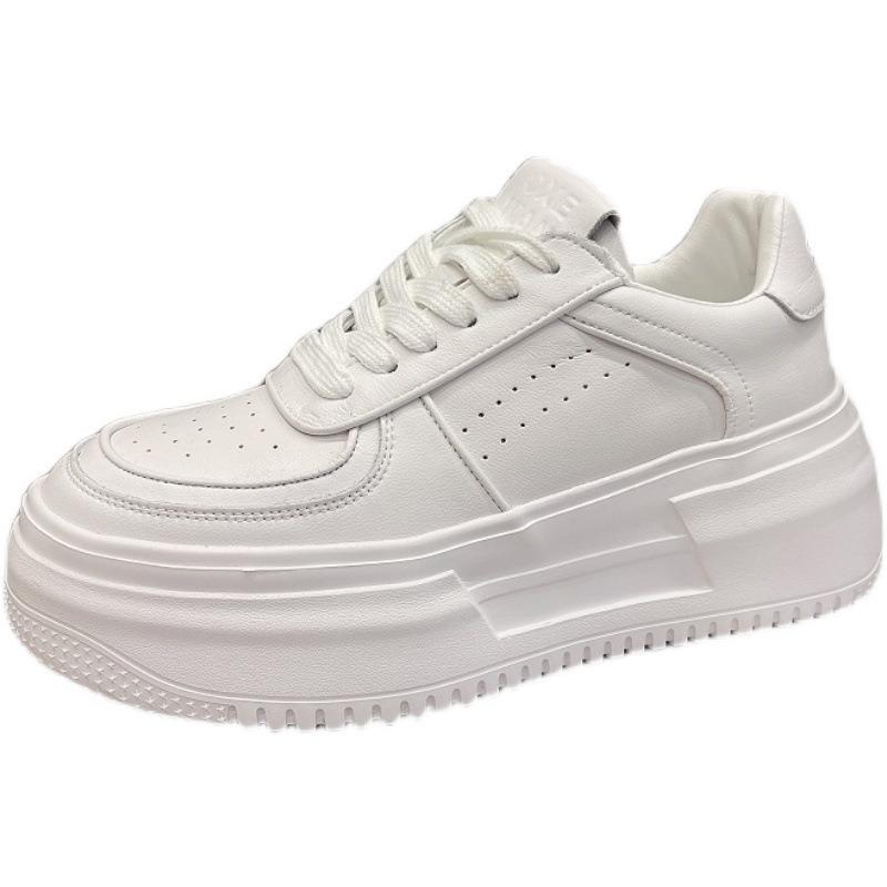 Little white shoes women's platform muffin shoes spring new versatile heightening shoes leather breathable white casual women's shoes