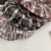 Retro Plaid Forward Hat Female Autumn and Winter Versatile Face Small Painter Newsboy Hat Big Head Circumference Anti-wearing Beret