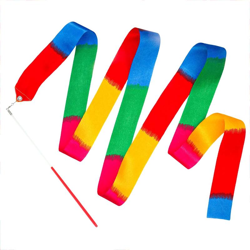 Colorful Artistic Gymnastics Ribbon with Rod Outdoor Sport Toy for Kids Dance & Performance Prop Ideal Gift for Children TMZ