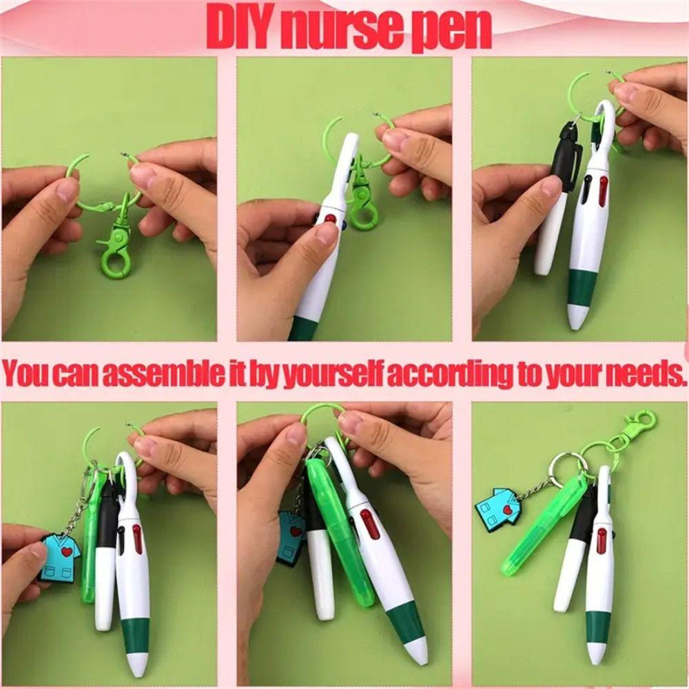ABS Nurse Pen Keychain Backpack Hanging Marker Pendant Ballpoint Pen With Keychain Office Supplies