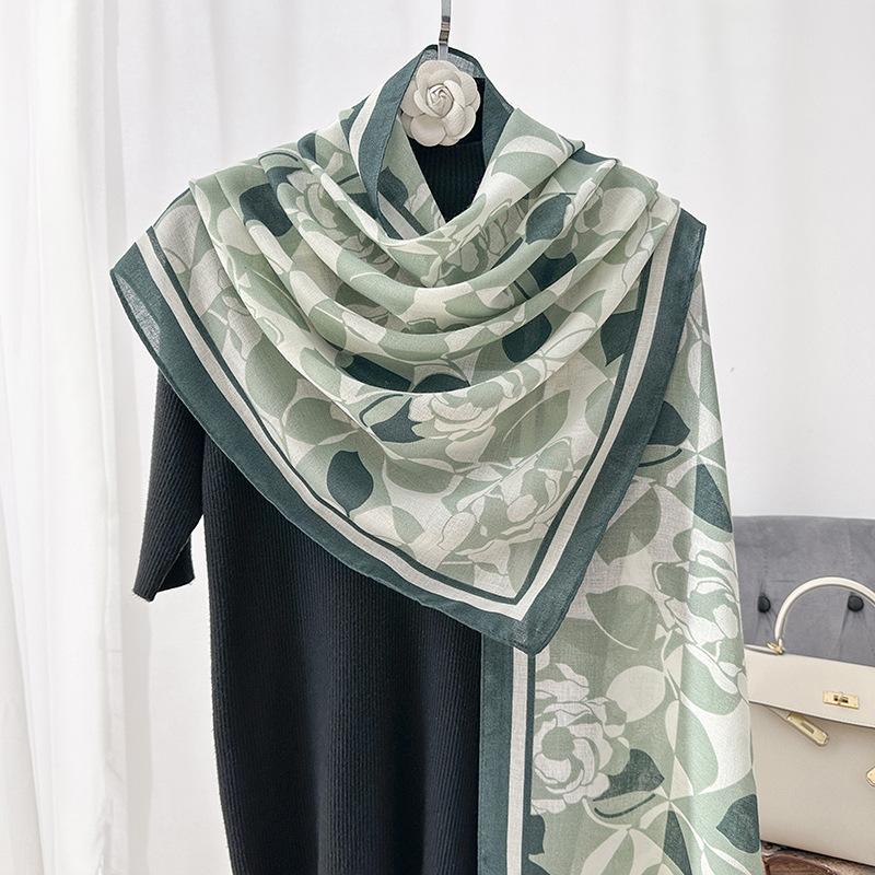 Summer thin cotton and linen scarf women's versatile temperament fashion silk scarf travel sunscreen scarf air-conditioned room shawl dual-purpose