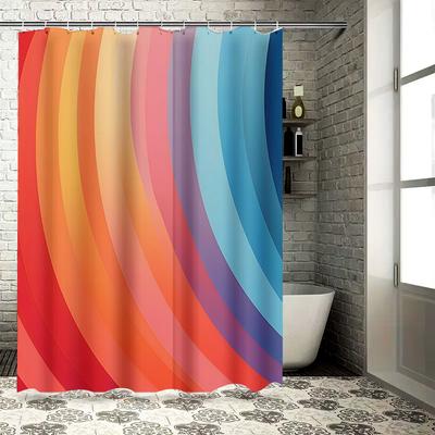 Ensemble d'anneaux de rideau de douche colorés GAE - Idées de décoration pour salle de bain d'enfants - Motif goutte de pluie multicolore - Installation facile à domicile