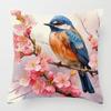 Colorful Bird and Flower Pattern Series Throw Pillow Cover with Short Plush Print for Living Room Sofa Decoration Cushion Cover