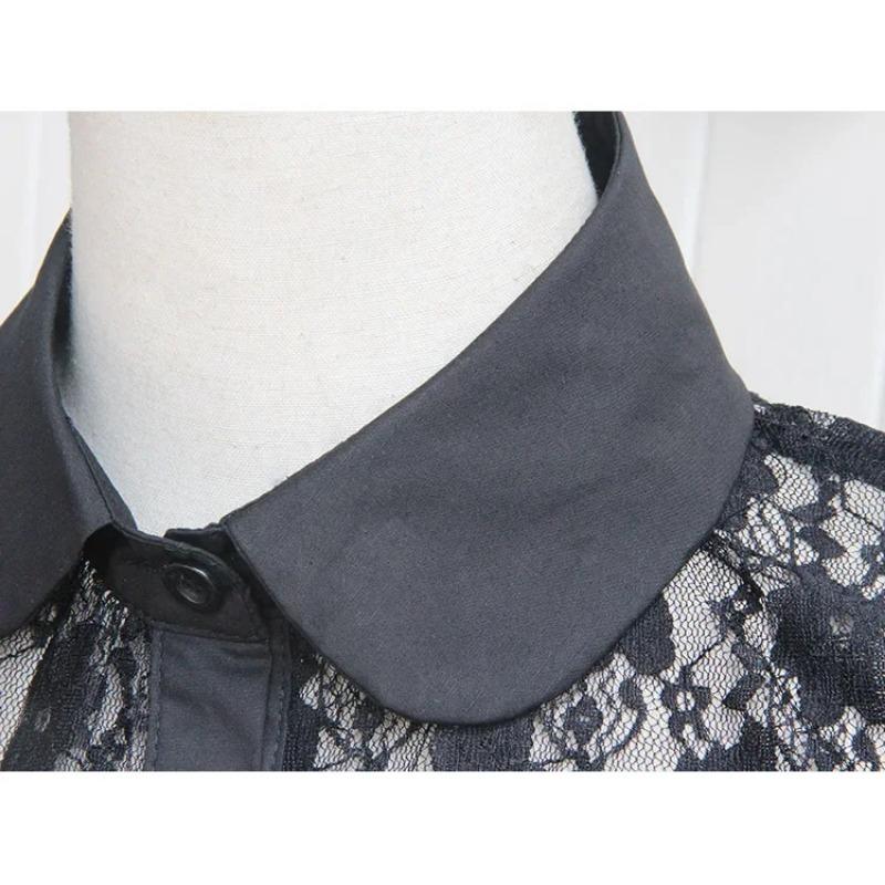 Perfect Match Fashion Women Cotton Shirt False Collar Detachable Fake Collar Shirt Lace Lapel Blouse Top Tie Flower Lace Clothes Accessories