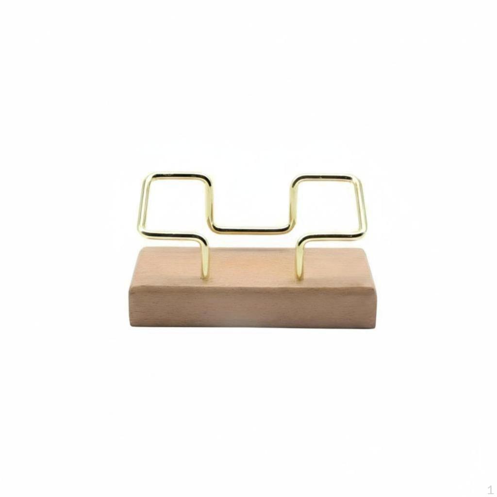 Geometric Hardwood Business Card Holder, Walnut & Beech, Single Tier, Large Capacity Desktop