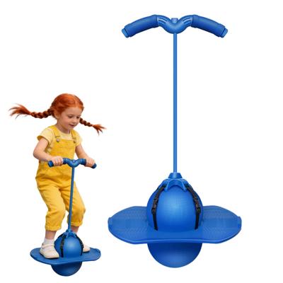 כדור קפיצה עם ידית לילדים ומבוגרים, לשימוש פנימי וחיצוני, כדור אימון שיווי משקל ותיאום, עם משטחי רגליים מונעי החלקה, כדור קופץ לבנים ולבנות, לוח טריקים