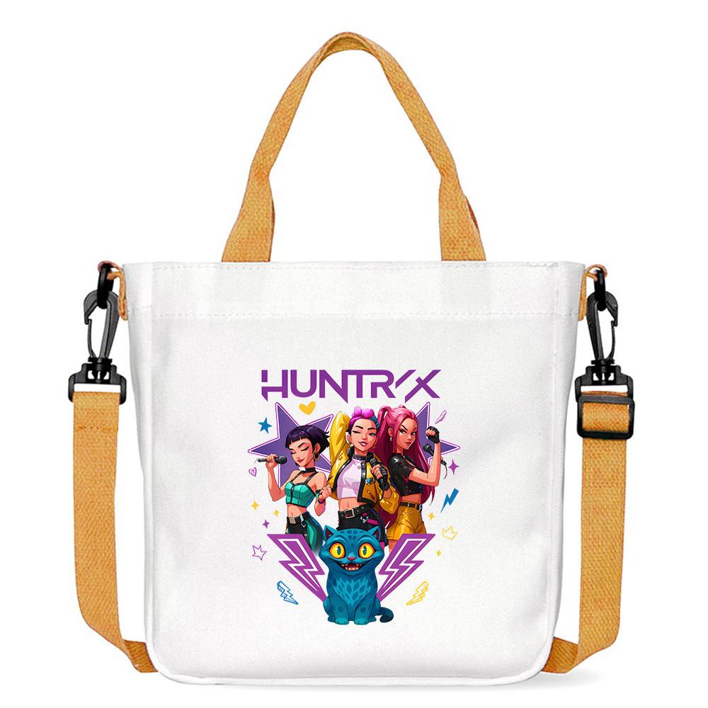Kids Girls Kpop Hunters Derpy Rumi Zoey Mira Printed Student Lightweight Crossbody Bag Casual Canvas Shoulder Bags