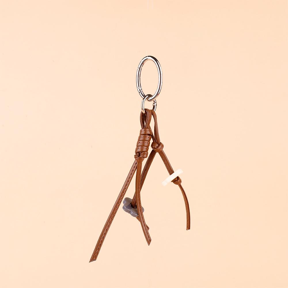 Vintage Miu Styl Přírodní Dřevěný Korálek Pletený Klíčenka Taška Přívěsek & Auto Přívěsek