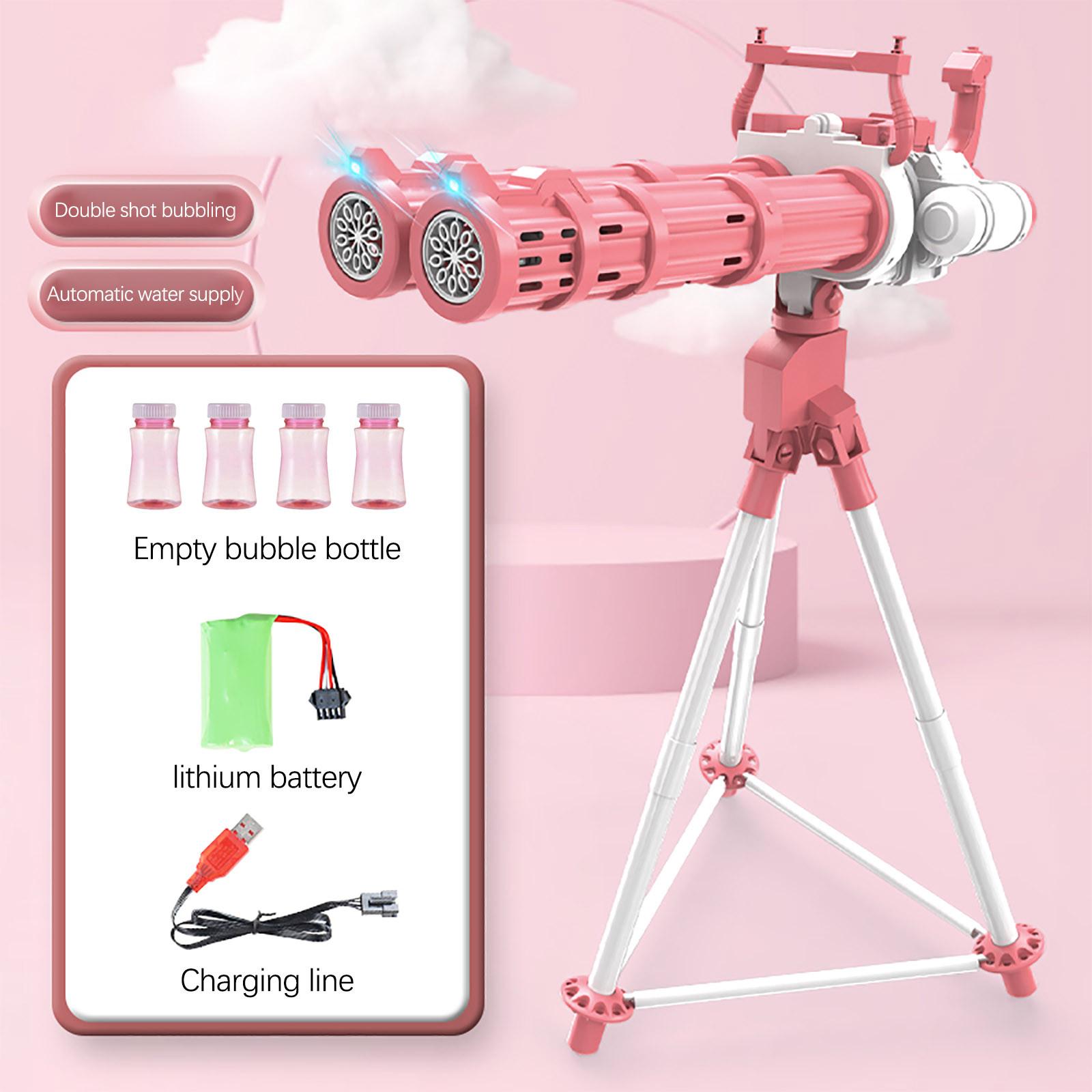 

(H0826)Новинка 2022 года, электрическая машина для изготовления пузырей с двойной трубкой, мыльный пузырь, волшебный пузырь, ванная комната, уличные детские игрушки One Size розовый