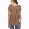 Women's Summer Pleated Button Loose Fashion Short Sleeved T-shirt Top
