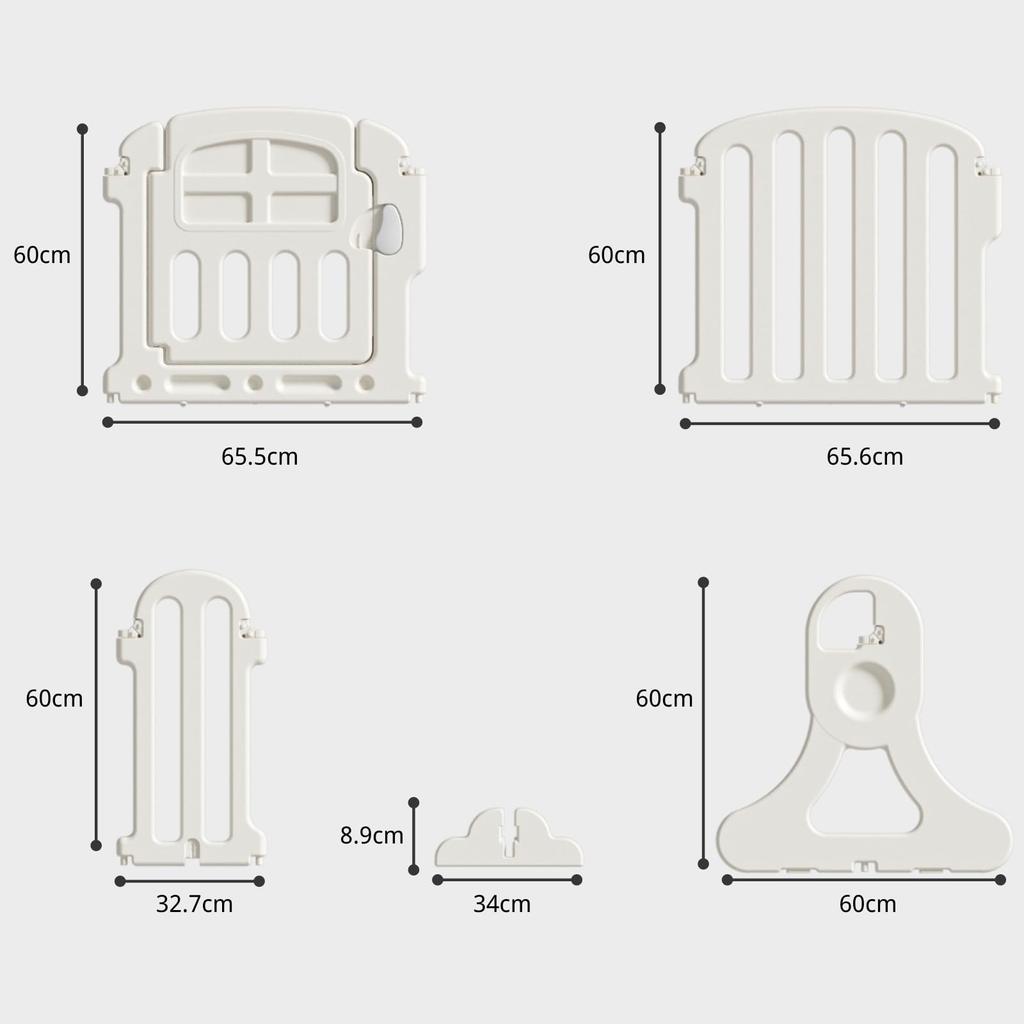 GU MODE Baby Gate Just Place Playpen Kids Partition Baby Fence Pet Gate Easy Installation Folding Long Panel Stylish Width (Door Beige, 551cm)