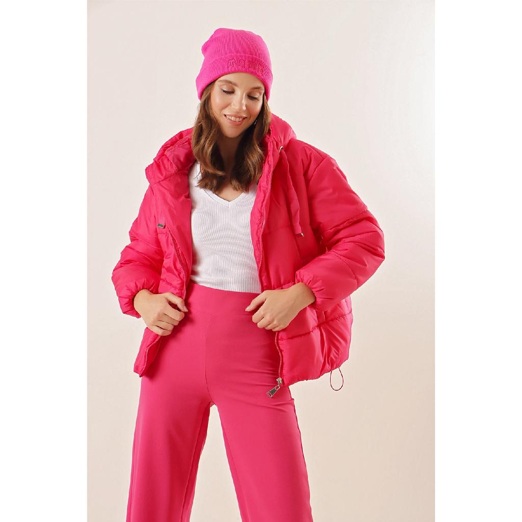 Damen-Daunenjacke mit Kapuze und Reißverschluss Y20w110-7115