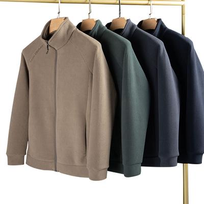 Herren Weiche Polarfleece Jacke Leichte durchgehende Reißverschluss Stehkragen Jacken Lässige Outdoor Warme Jacken Mäntel mit Taschen Winter Wanderjacke für Herren