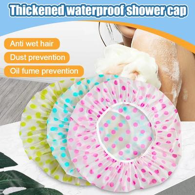 3 Stück Damen Duschhaube Wasserdicht Breites Elastisches Band Wiederverwendbare Bashroom-Haube Mode Wellenpunkt Duschhut Badezimmerzubehör