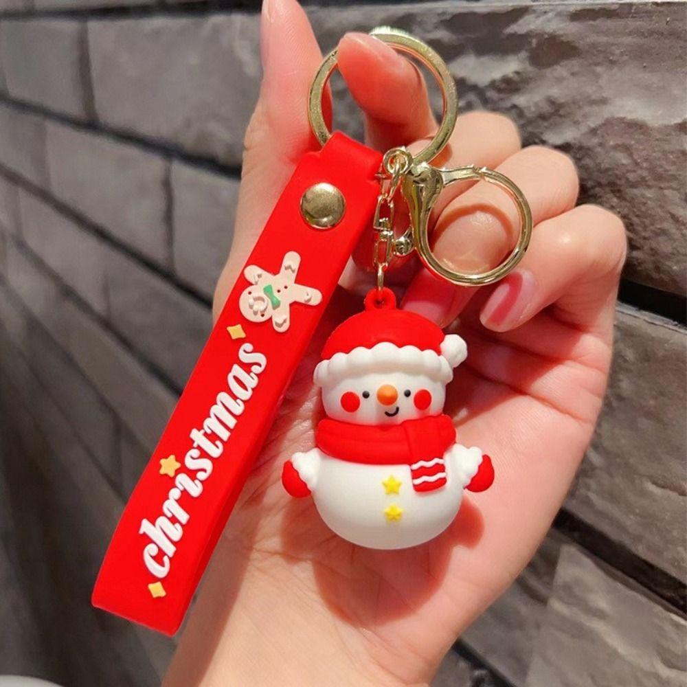 Santa Claus Key Holder 3D Doll Keychain Christmas Series Keychain Car Keys Ring New Year Keychain