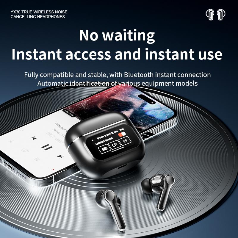 New YX30 Earphones Wireless Bluetooth Headset LED Touch Screen Control Volume Adjustment Headphones ANC Noise Reduction YX30