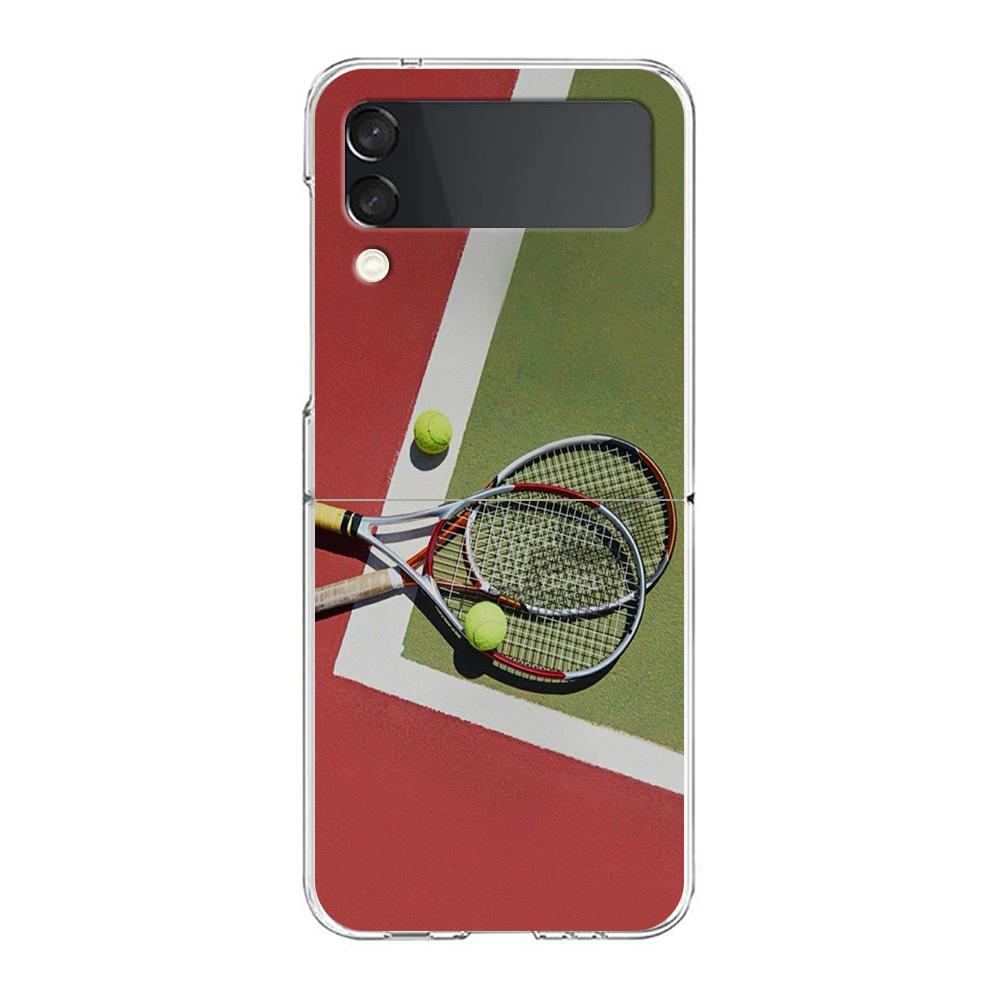 Phone Cover For Samsung Galaxy Z Flip 6 5 4 Case Transparent For Samsung Z Flip 3 Hard PC Foldable Shell Tennis Sport Capas Bags