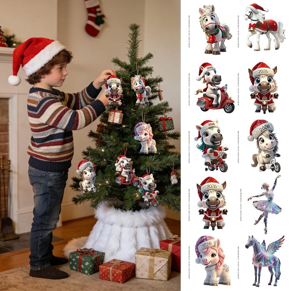 2D Flat Horse Pendant Ballerina Xmas Tree Hanging Ornament Car Rearview Mirror Pendant  Bag Charms