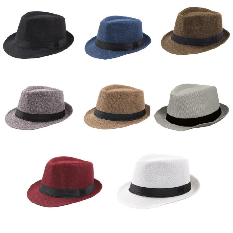 Short Brim Fedora Hats Classic Hat with Bands Solid Color One Size Fit Most