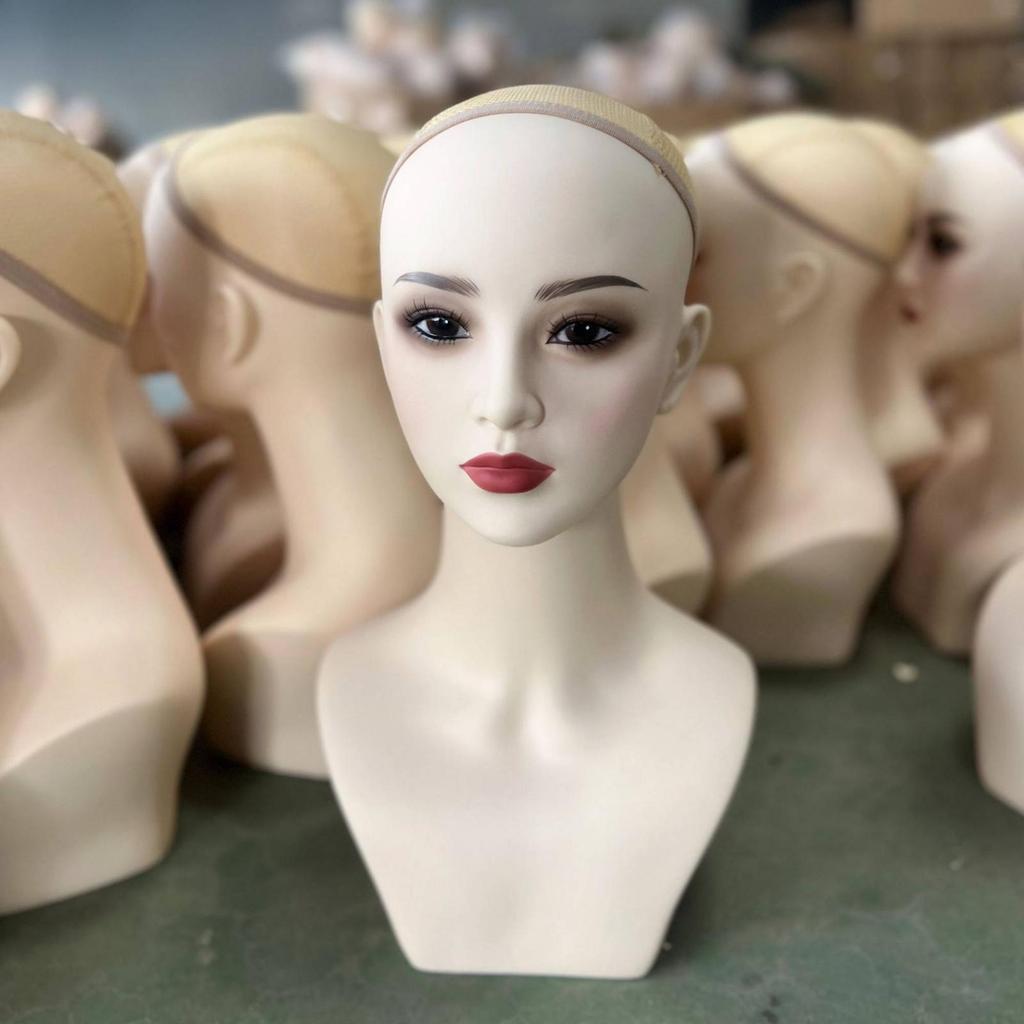 Hairpiece Mannequin Head Realistic Look Female Smooth Skin Feel for Salon Workers,
