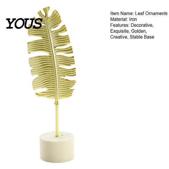 Desktop Leaf Decoration Gold Leaf/Feather Ornaments with Weighted Round Base, Metal 3D Log Base Decor for Home Office Gift And Display Accents Elegant