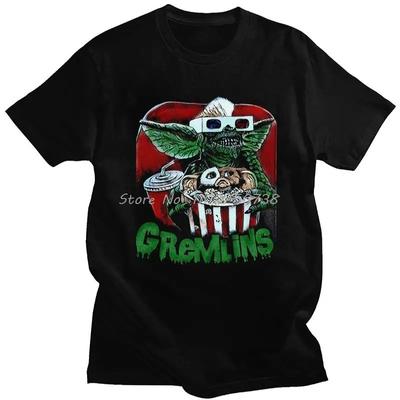 T-shirt en coton pour homme Gremlins Humour T-shirts en coton Gizmo Film des années 80 Mogwai Monstre Horreur Rétro Science-fiction T-shirt Cadeau Vêtements de rue T-shirts Homme
