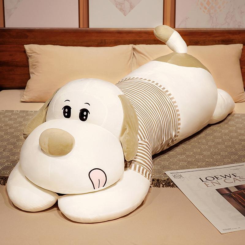 Large Striped Dog Throw Pillow Plush Toy Doll Big Dog Doll Girl Sleeping Pinch Leg Long Throw Pillow