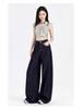 Women's American-Style Dark Blue Summer Jeans - Light, Straight-Leg, Loose Wide-Leg Pants