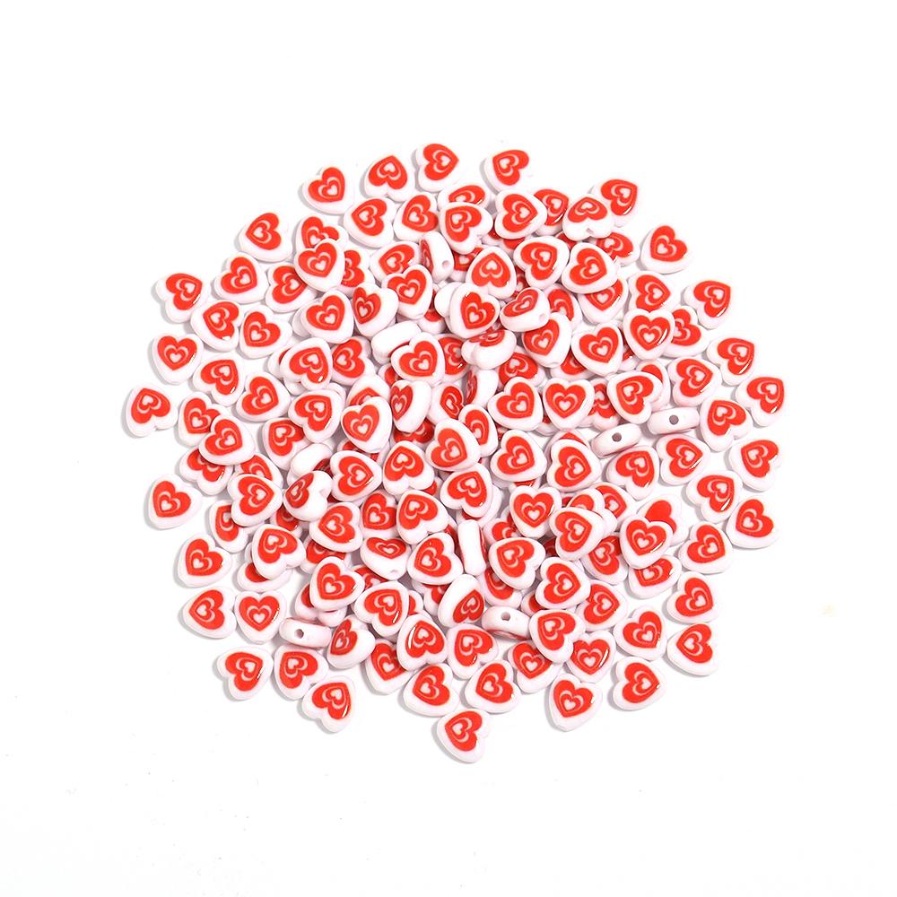 100pcs/lot Acrylic Heart Beads Red Series 8mm Spacer Loose Love Bead for Jewelry Making DIY Necklace Bracelet Accessories