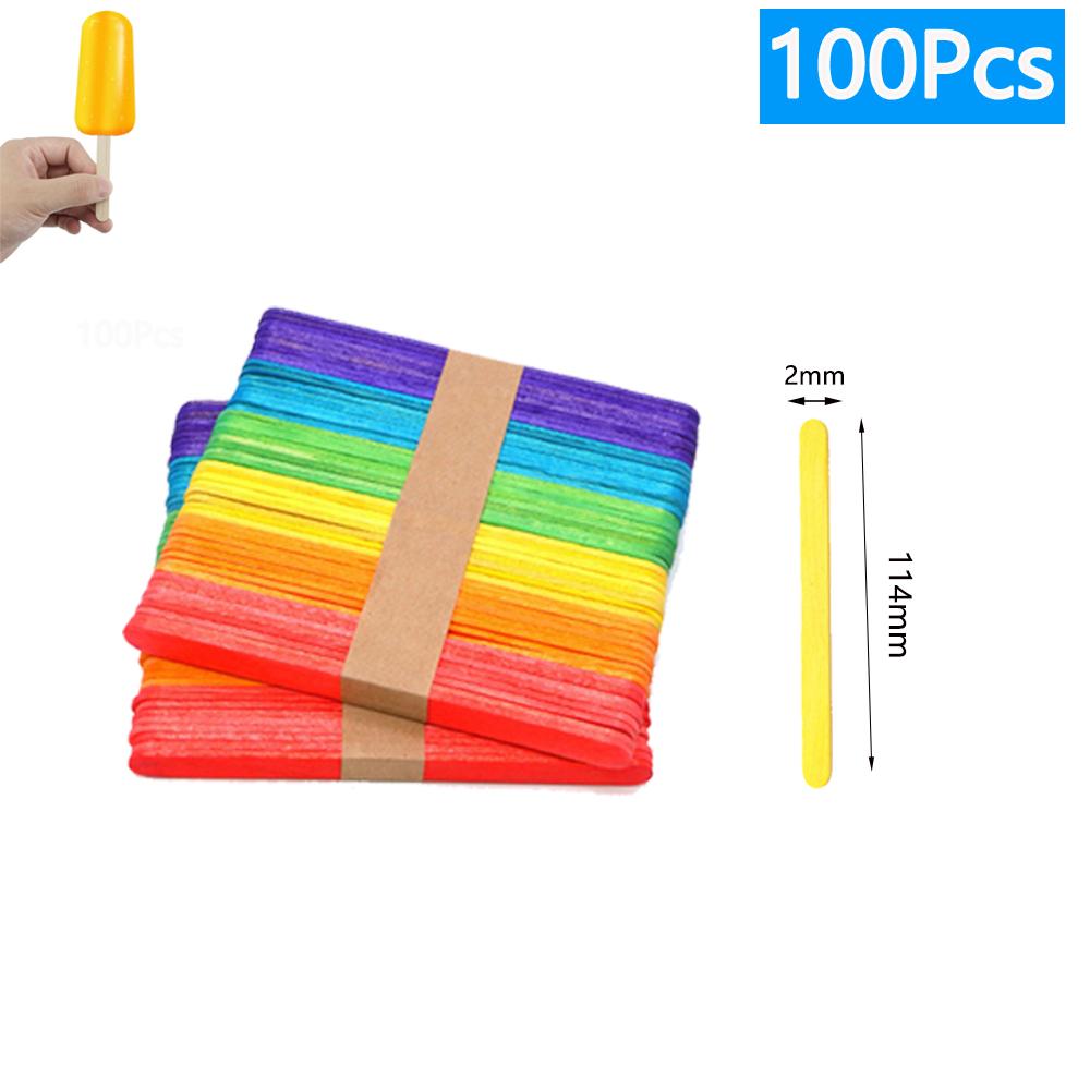 30/100/500Pcs Ice Cream Popsicle Sticks Natural Wooden Sticks Ice Cream Spoon Hand Crafts Art Ice Cream Lolly Kitchen Cake Tools