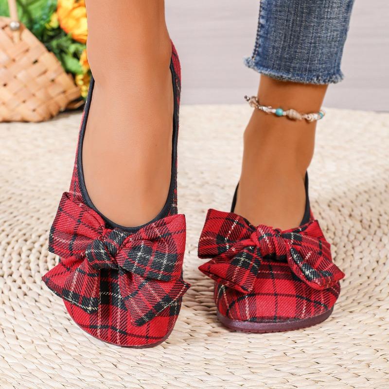 New Round Head Flat Bottom Bow Shallow Mouth Pedal Casual Shoes Women's Fashion 3 Large Size Women's Shoes