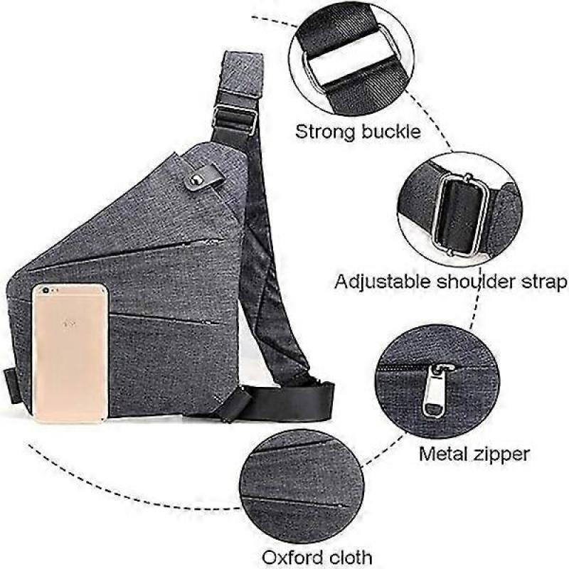 Men's Anti-Theft Bag, Anti-Theft Tote, Crossbody Bag, Travel & Sports Essential, Gray