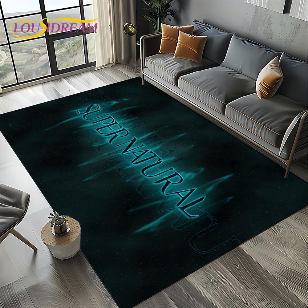 3D SPN Supernatural Sign Dean Sam Carpet Rug for Living Room Bedroom Home Sofa Decoration,Kids Play Area Rug Non-slip Floor Mat