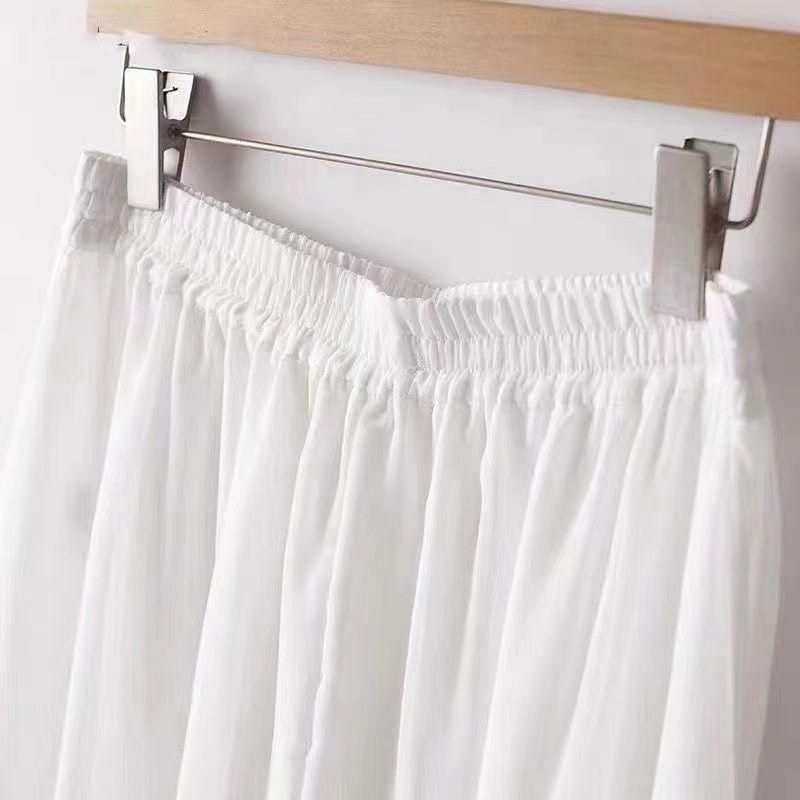 WTEMPO Trousers Skirt Chiffon Wide-leg Pants Double-layer Pendant Feeling National Style Hanfu Bottoming Horse Skirt Lining