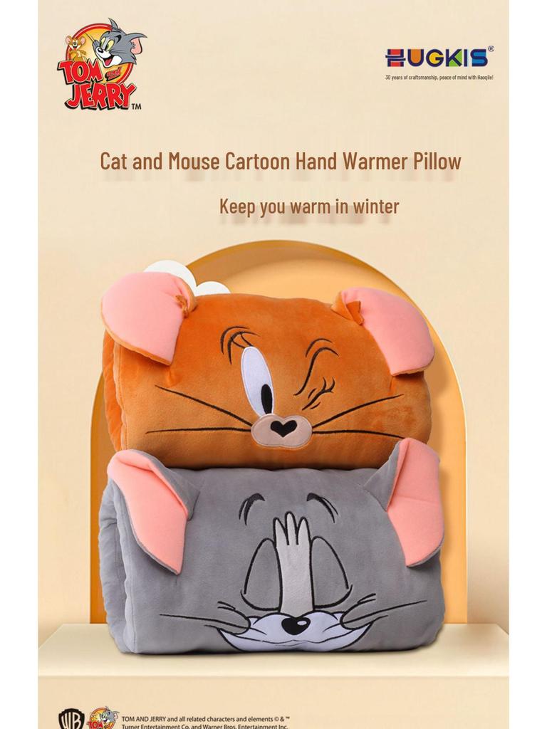 Tom und Jerry Winter Plüsch Handwärmer Kissen - Gemütliches Tom-Katze & Jerry-Maus Nickerchen Kissen