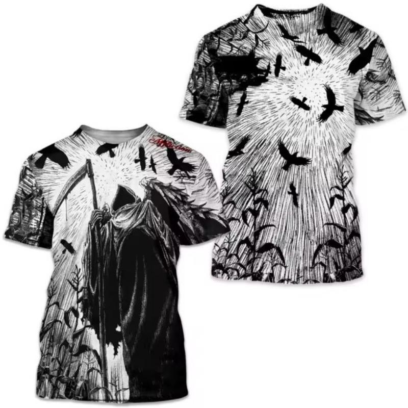 Vibrant Eagle Cross 3D Print Graphic Tee – ležérní, prodyšné, s krátkým rukávem, letní oblečení na ulici, pánské módní oblečení pro outdoorové aktivity