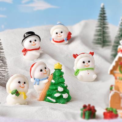 Cute Resin Christmas Ornaments Cartoon Santa Claus Snowman Desktop Small Ornaments Miniature Figurine Office Desktop Decoration