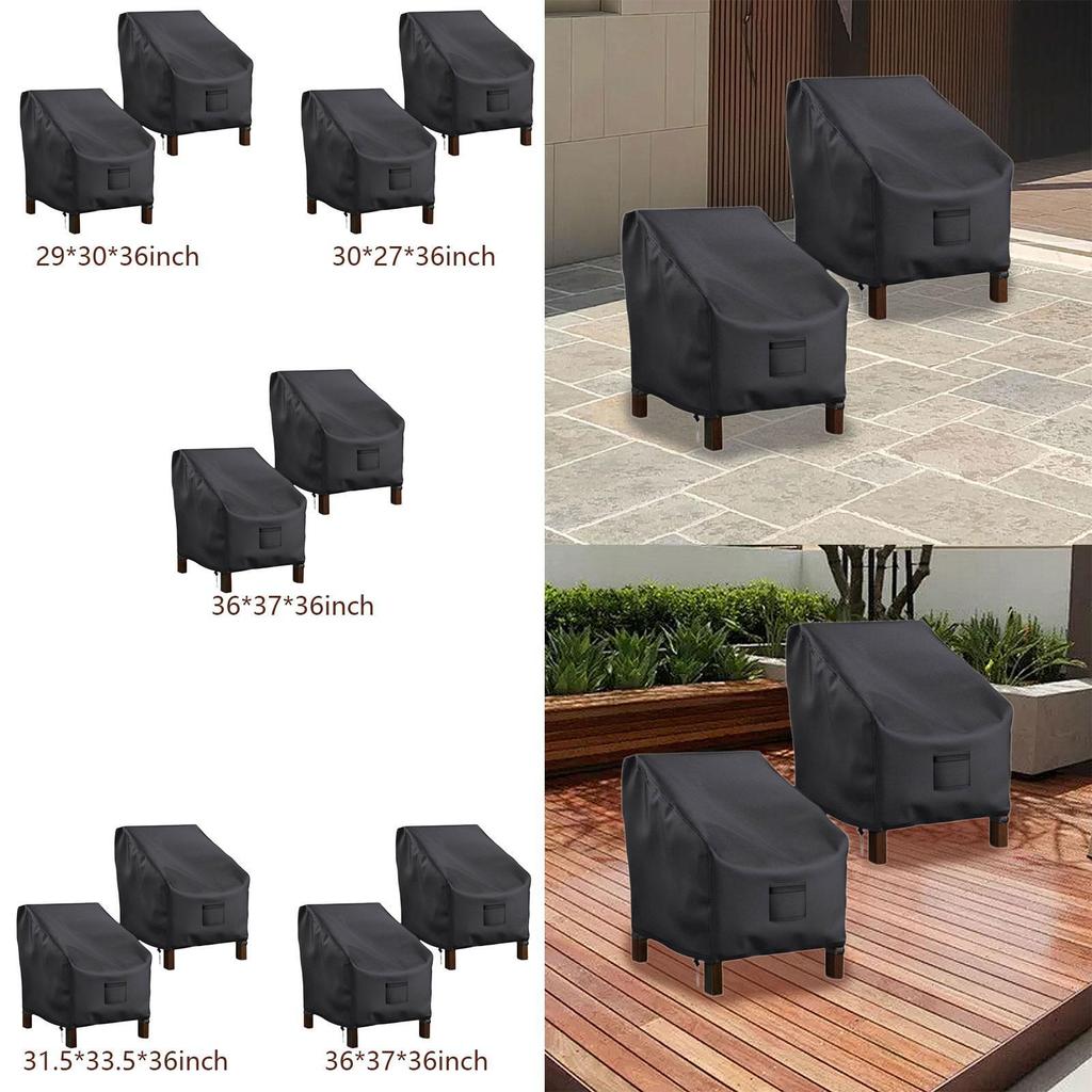 2Pcs Chair Covers Black Sturdy Gifts for Outdoor Furniture Oxford Cloth Heavy Duty Patio Furniture Cover Lounge Deep Seat Cover