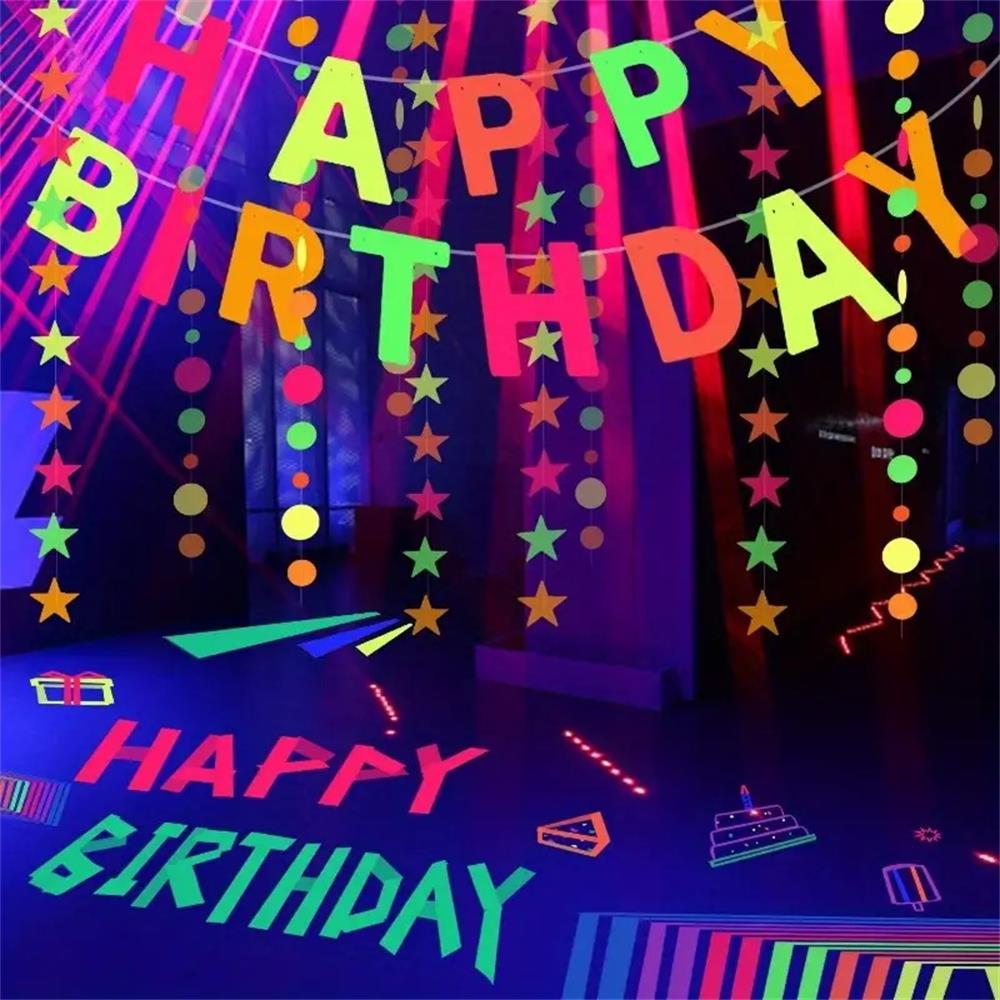 Fluorescent Cotton Tape 6 Colours, UV Blacklight Reactive, Neon Coloured For Party Decoration, Halloween, Crafts