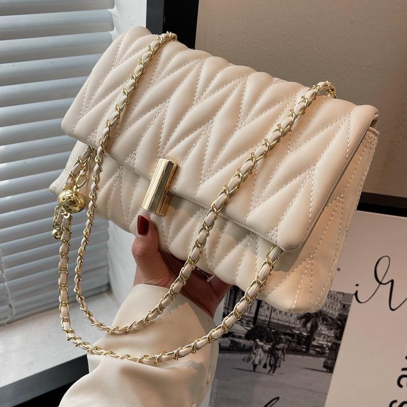 Summer Popular Bags for Women, Fashionable and Versatile Diamond Grid Chain Bags, Crossbody Bags, Textured Small Square Bags