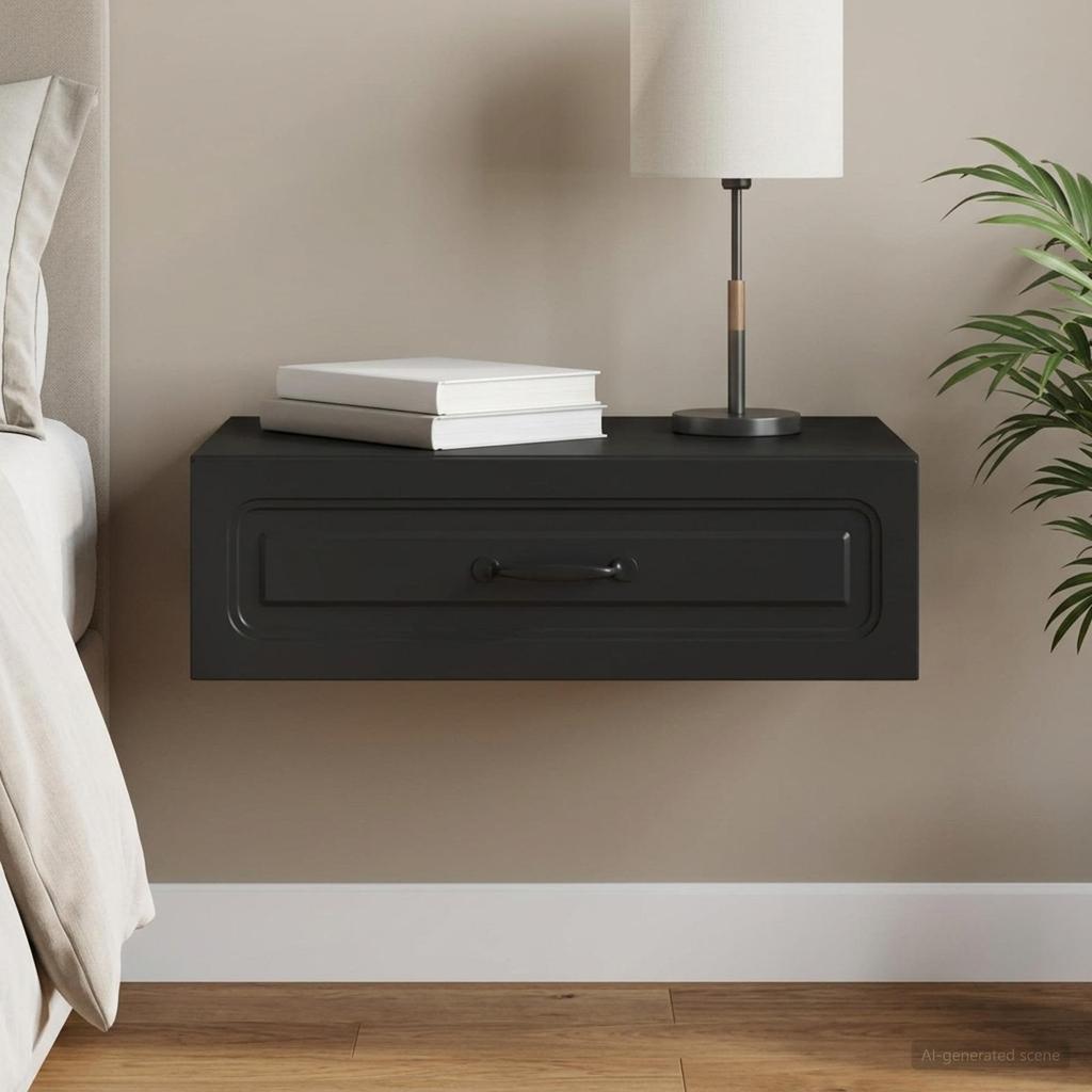 Wall Mounted Side Table Black 59 X 34.5 X 17 Cm