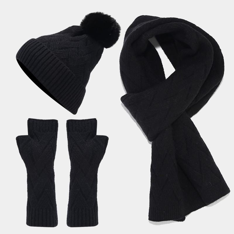 Knitted Autumn Winter Hat Gloves Scarf Set For Women And Men With Warmth And Style